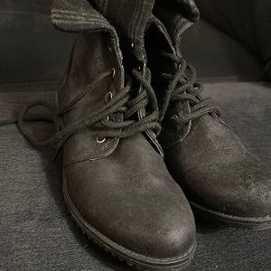 Black vintage fold down boots